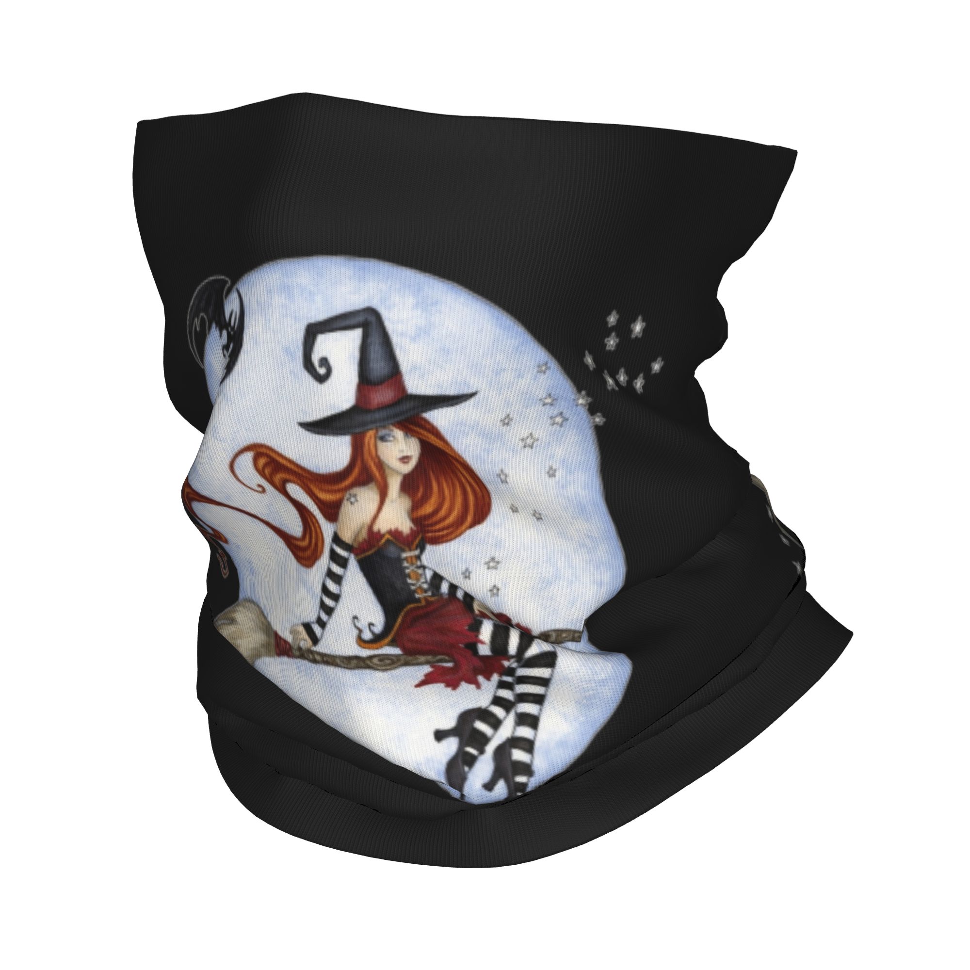 Neck Gaiter Face Cover - Custom Halloween Witch Moonlight Ride Bandana