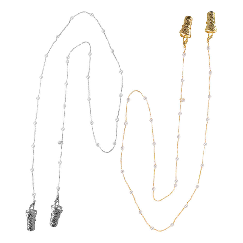 2Pcs Pearl Beaded Eyeglass Cha - Mask Chain Holder ulasan dan harga