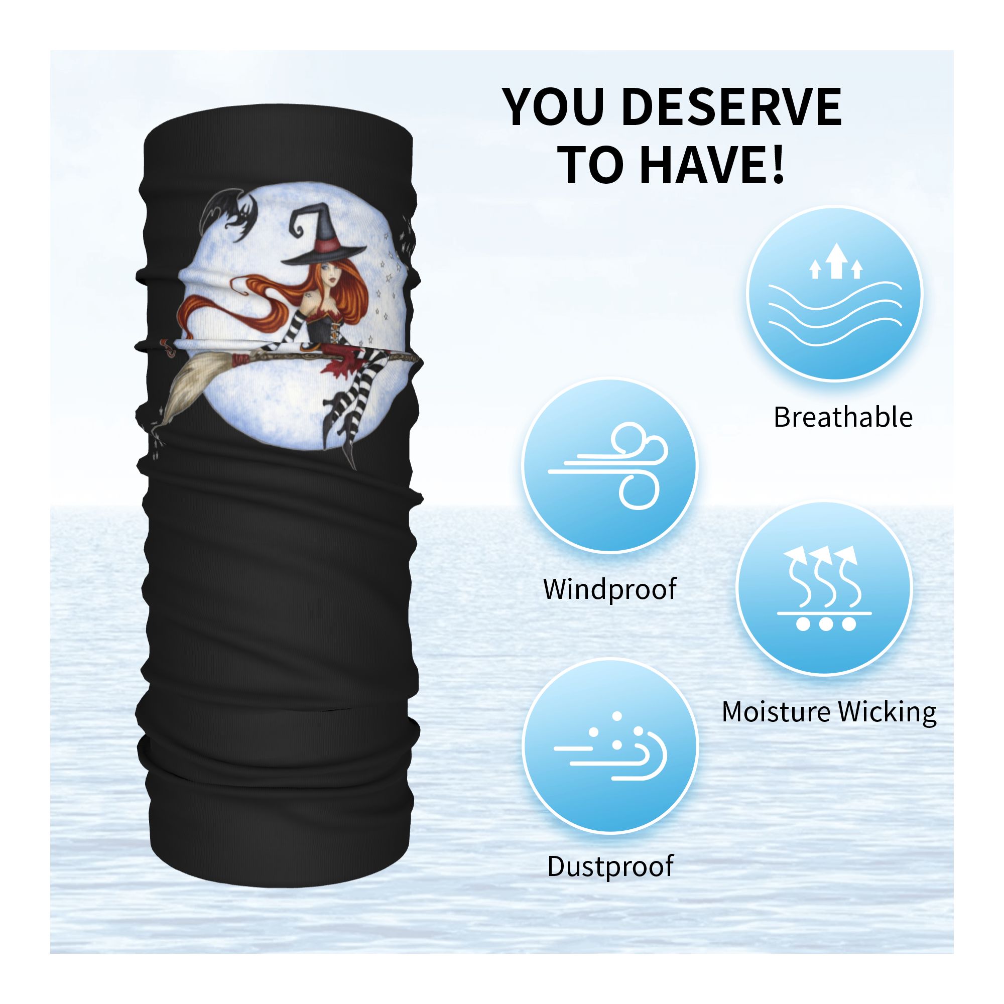 Custom Halloween Witch Moonlig - Neck Gaiter Face Cover ulasan dan harga