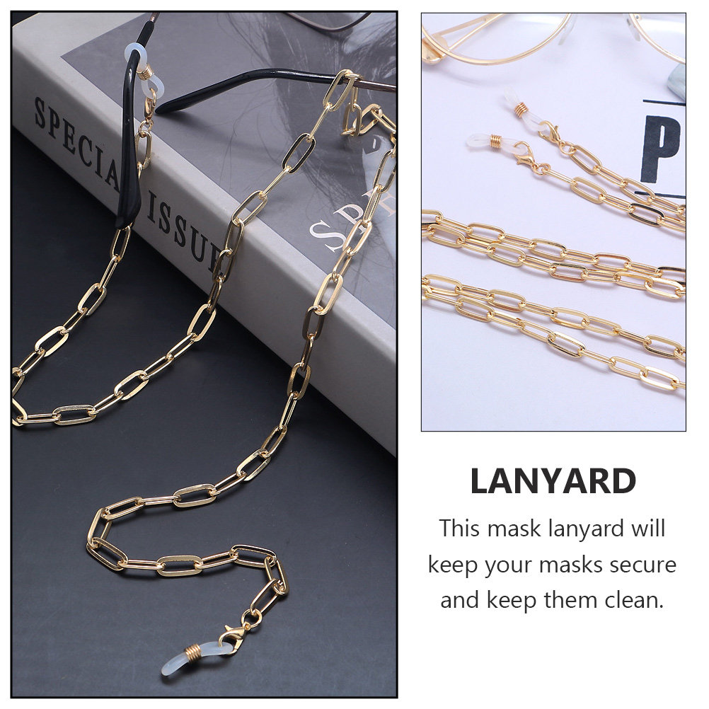 Gold Metal Paperclip Eyeglasse - Mask Chain Holder ulasan dan harga